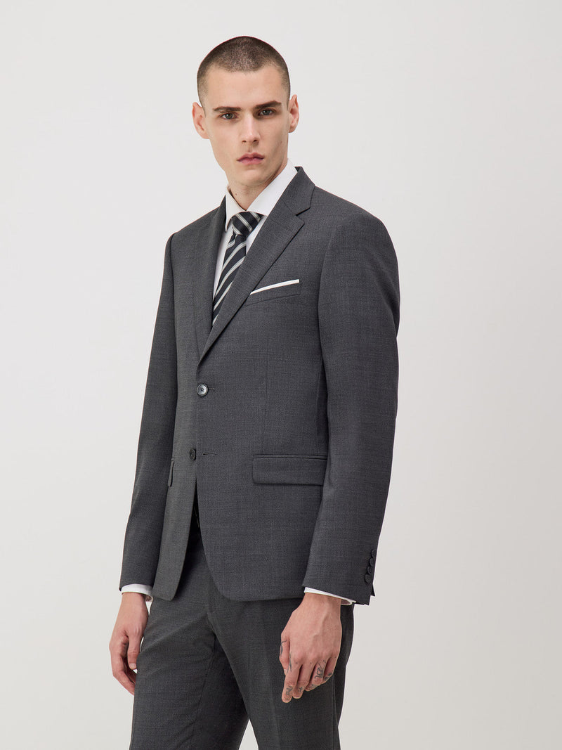 Veste de costume grise — vue de face. Soniel Paris.