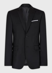Veste de costume noire — pièce isolée, vue de face