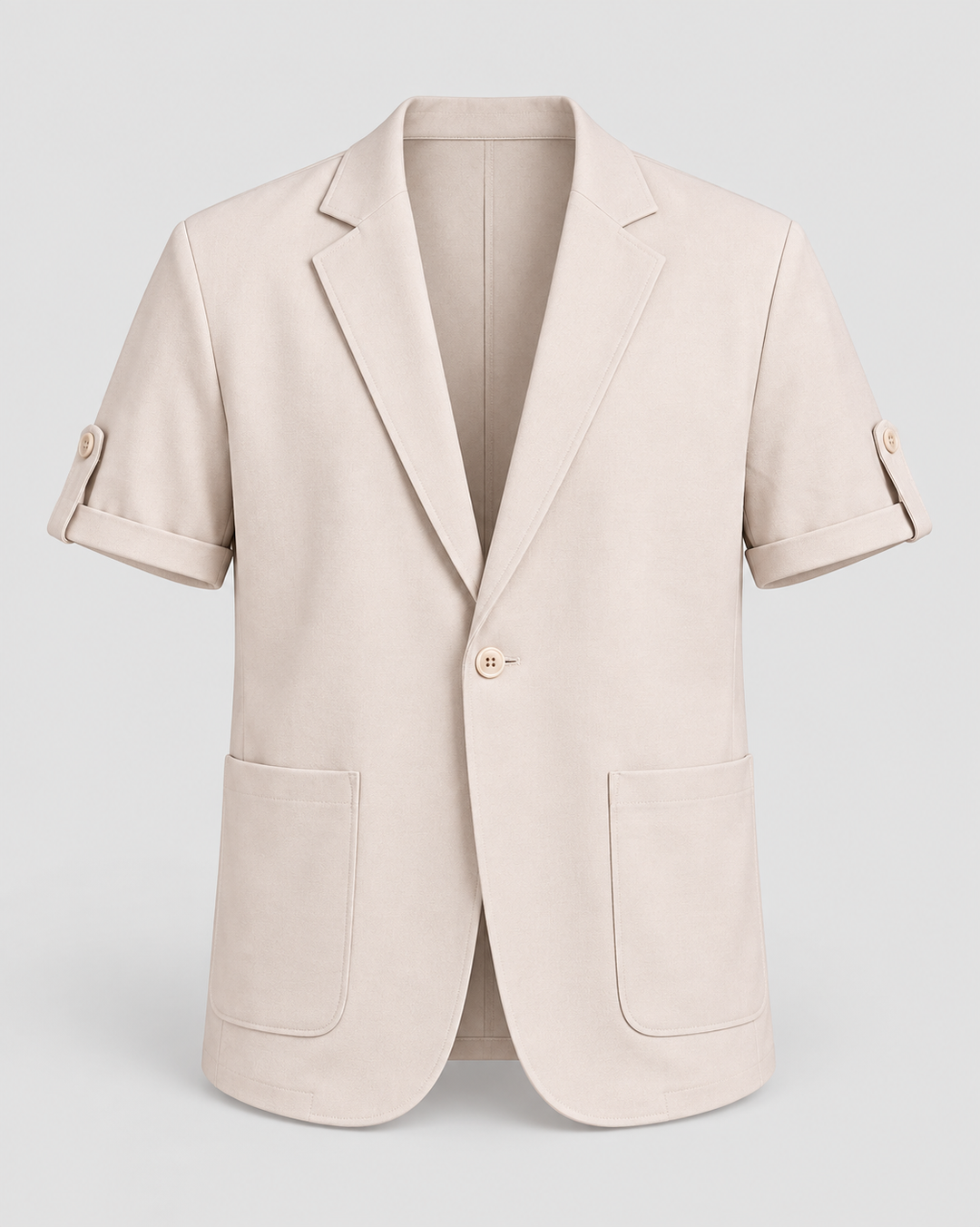 Veste de costume kaki clair à manches courtes, vue isolée de face