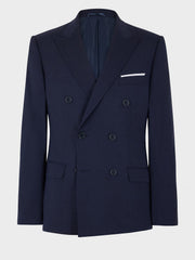 Veste costume croisée bleu marine — pièce isolée, vue de face