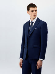 Veste de costume bleu indigo — vue portée de face, en pied