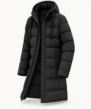 Veste matelassée noire à capuche isolée, vue avant